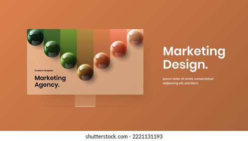 Bright web project design vector template. Amazing desktop mockup landing page layout.