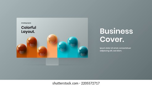 Bright web project vector design layout. Clean monitor mockup site screen concept.