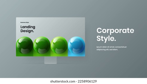 Bright web project vector design layout. Creative computer monitor mockup landing page template.