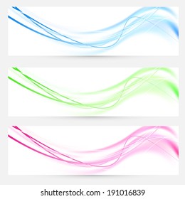 Bright web stripe swoosh headers footers lines collection. Vector illustration