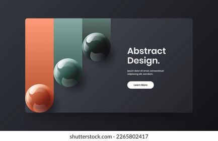 Bright website screen design vector template. Trendy 3D balls booklet layout.