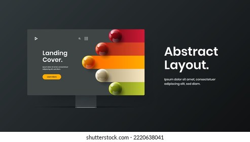 Bright website vector design layout. Abstract computer monitor mockup site screen concept.