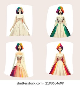 bright wedding dresses for the bride. wedding celebration. Princess 