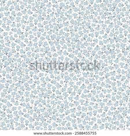 A bright white background featuring small, delicate blue flowers on it