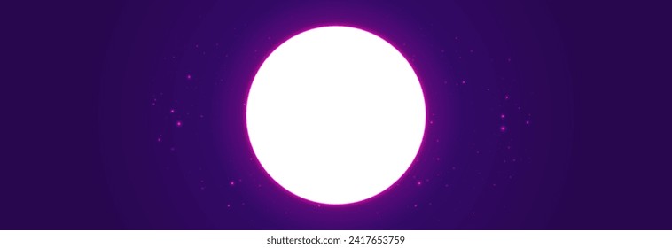 A bright white circle on a purple background. Space for text.