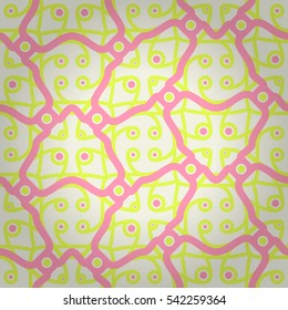 Bright white decorative seamless pattern in alien style. Knotty mosaic repeatable backdrop. Contemporary tracery. Vector background.