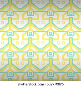 Bright white fancy seamless pattern background in aztec style. Complex mosaic repeatable backdrop. Actual design.