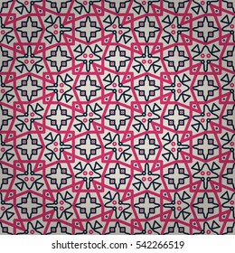 Bright white fancy seamless pattern in primitive style. Colorful, graphical design for textile, curtain, ads or other purpose.
