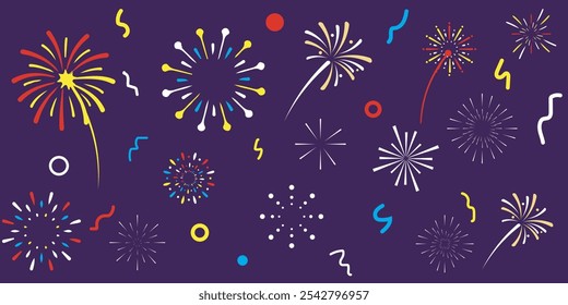 Bright white fireworks background exploding. New Year's celebration background, with black and fireworks