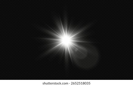 Bright white flash of light. Abstract image of flash of light and white star, Vector graphics.