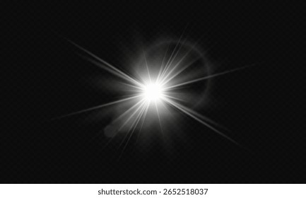 Bright white flash of light. Abstract image of flash of light and white star, Vector graphics.