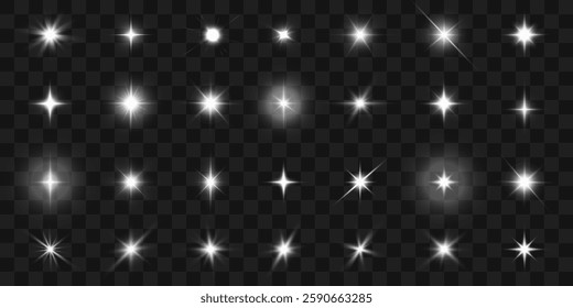 Bright white flowers glow effect. Bright glowing light effect. Star bursts with shimmering highlights. Vector 10 EPS	
