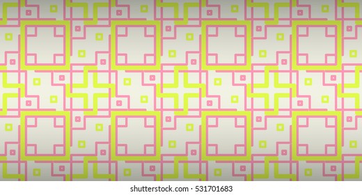Bright white geometric seamless pattern background in maze style. Complicated mosaic repeatable backdrop. Vivid, contrast design for wallpaper, carpet, fabric or other purpose.