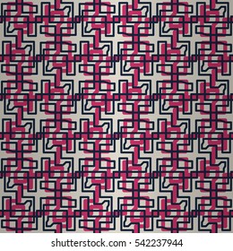 Bright white geometric seamless pattern in carpet style. Actual tracery. Colorful, contrast design for fabric, wallpaper, curtain or other purpose. Complicated puzzle repeatable backdrop.