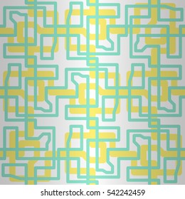Bright white geometric seamless pattern in conduit style. Knotty puzzle repeatable backdrop. Vivid, symmetric design for game, web, textile or other purpose. Actual motif. Vector background.