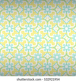 Bright white geometrical seamless pattern background in greek style. Colored, graphic design for surface, ads, textile or other purpose. Simple mosaic repeatable backdrop. Actual tracery.