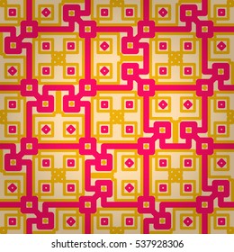 Bright white geometrical seamless pattern in greek style. Bright, symmetrical design for carpet, game, packing-paper or other purpose. Smooth puzzle repeatable backdrop.