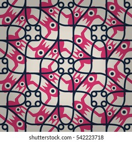 Bright white geometrical seamless pattern in knot style. Equable mosaic repeatable backdrop.