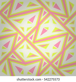 Bright white geometrical seamless pattern in kaleidoscope style. Contemporary decor. Vivid, contrast design for curtain, carpet, game or other purpose. Tangled puzzle repeatable backdrop.