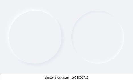 Bright White Gradient Buttons. Internet Symbols On A Background. Neumorphic Effect Icons. Shaped Figure In Trendy Soft 3D Style. Circle Ellipse