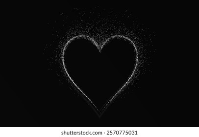 Bright white heart outline with shimmering particles and glowing accents. Perfect for Valentine's Day cards, wedding graphics, and romantic banners