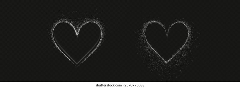 Bright white heart outline with shimmering particles and glowing accents. Perfect for Valentine's Day cards, wedding graphics, and romantic banners