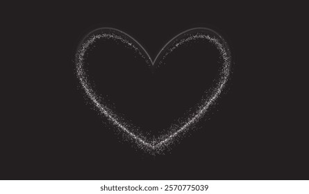 Bright white heart outline with shimmering particles and glowing accents. Perfect for Valentine's Day cards, wedding graphics, and romantic banners