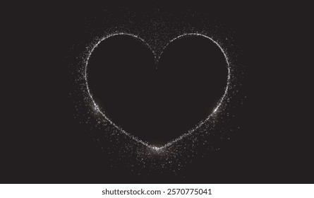 Bright white heart outline with shimmering particles and glowing accents. Perfect for Valentine's Day cards, wedding graphics, and romantic banners