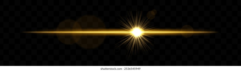 Chama de luz horizontal branca brilhante com efeito de lente. Explosão brilhante, feixe luminoso, flash óptico, faixa brilhante, brilho radiante, transparência.