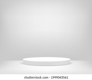 Bright white interior with pedestal vector illustration