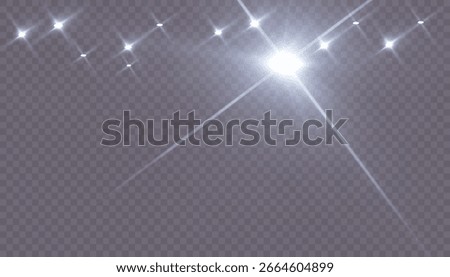 Bright white lens flares and reflections that mimic stadium lighting. Transparent glow for projection flares and cinematic lighting.