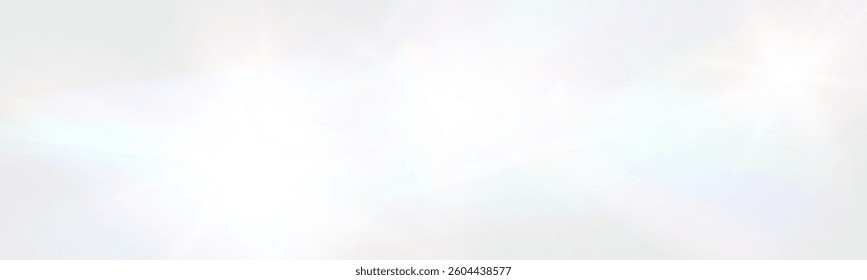 Bright white light explosion with lens flare, rainbow reflections, and sparkles on transparent background.