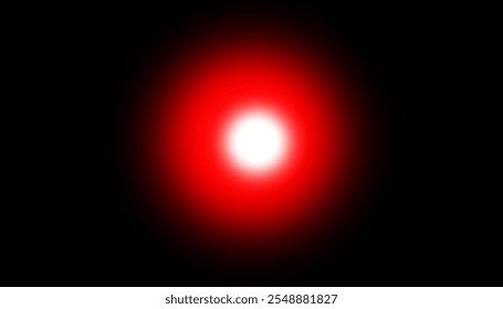 A bright white light source surrounded by a vivid red glowing halo, set against a solid black background with a minimalistic and futuristic feel.