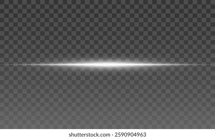 Bright White Light Streak - Futuristic Horizontal Glow Effect with a Transparent Background for Sci-Fi, Tech, and Modern Digital Designs