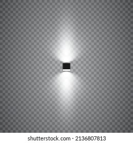 Bright white lighting with spotlights, projector lighting effects, stage, spot light isolated on transparent background, stage lighting spotlights collection, stage lighting big collection, vector.