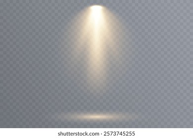 Bright white lighting with spotlights. 
Vector spotlights with bright white light to illuminate the stage. Spotlight with bright white light. Spotlight isolated on transparent background, vector.