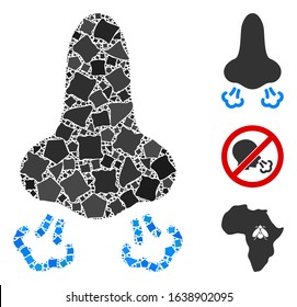 Bright white mesh nose breath with sparkle effect. Abstract illuminated model of nose breath. Shiny wire carcass triangular mesh nose breath icon on a black background.