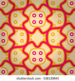 Bright white ornamental seamless pattern in primitive style. Colorful, graphical design for carpet, web, ads or other purpose. Vector background. Equable puzzle repeatable backdrop. Modern texture.