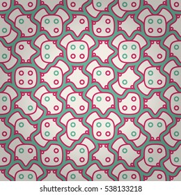 Bright white ornamental seamless pattern in sacral style. Colored, contrast design for web, carpet, game or other purpose. Vector background.