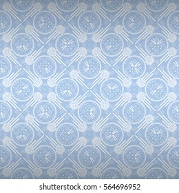 Bright white ornamental seamless pattern in eastern style. Shining, graphical design for surface, fabric, curtain or other purpose. Hieroglyph translation: Chinese New Year of the Rooster 2017