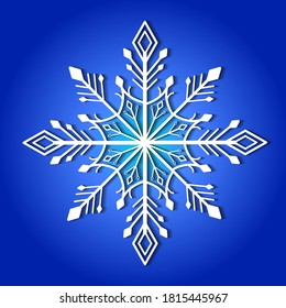 bright white snowflake on the blue background