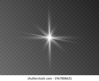 Bright white star explodes on transparent background vector illustration
