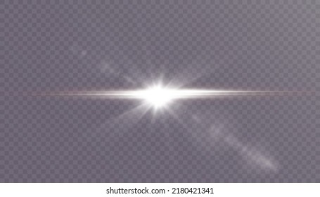 Heller weißer Sternenlicht-Effekt. Blitzgerät Lichteffekt für Vektorgrafik. Helle Sonne mit Blick.