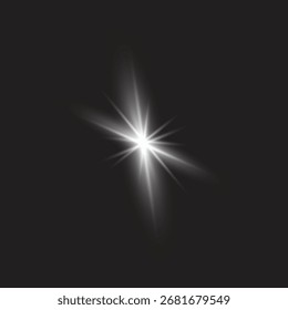 Efecto Starburst blanco brillante sobre fondo oscuro para proyectos de Diseño gráfico
