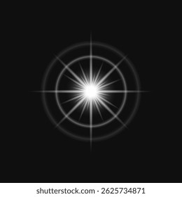 Hellweißer Sternenhimmel mit leuchtenden Linien auf schwarzem Hintergrund. Strahlendes Sternbild mit symmetrischen Linien. Starburst-Effekt mit leuchtendem Glühen. Spotlight-Effekt-Vektor.