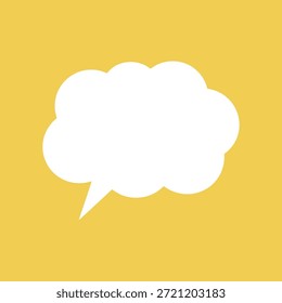 A bright white thought bubble or speech balloon on a vibrant yellow background for communication