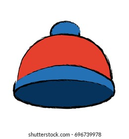 bright winter knitted hat accessory with pompon style