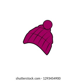Bright winter knitted hat with pompon.