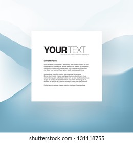 Bright winter landscape background with white square text box. Eps 10 vector