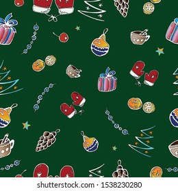Bright winter pattern with Christmas attributes
